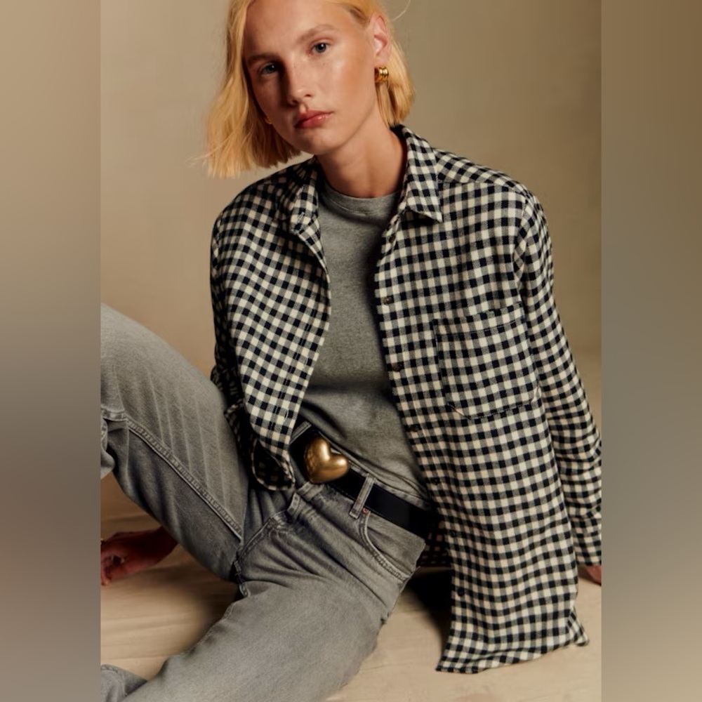 Sézane Max Black and Ecru Check Shirt Size 36EU/ US4